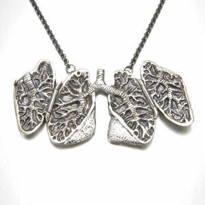 Anatomical, anatomy, lung locket, open lungs, peggy skemp jewelry, silver lungs, bronchial, anatomy, medicine, medical jewelry, scientific illustration, peggy skemp jewelry
