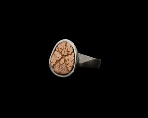 14k rose gold anatomical brain signet ring by Peggy Skemp, with hand engraved cerebellum