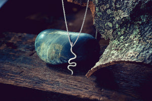 earthworm necklace by Peggy Skemp 2017, photo by Rachel Hanel, R Hanel Photo, earthworms, silver worm necklace, unusual jewelry, garden gift idea