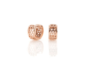 rose gold huggie hoop earrings, 1cm small comfortable solid gold earrings in rose gold, handcrafted in Chicago, IL, designed and hand-finished by Peggy Skemp.