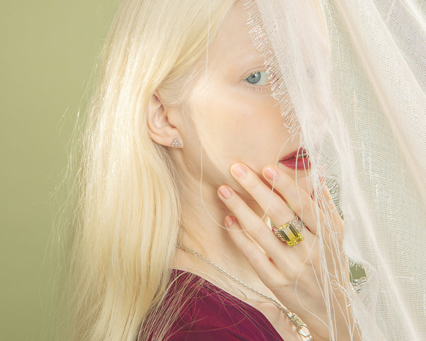 Diamond Honeycomb Chevron Ring wedding band, anniversary ring, sustainable design, alternative bridal by Peggy Skemp