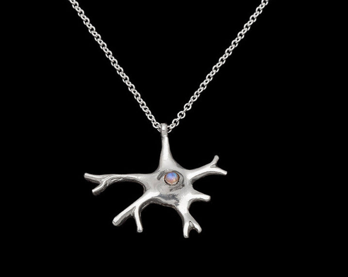 Oligodendrocite necklace, glial cell necklace solid silver, neuron necklace handmade
