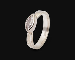 Lavinia Gold Mokume Wedding Set, Size 6.5