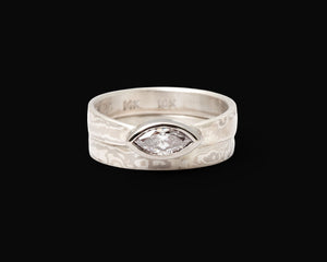 Lavinia Gold Mokume Wedding Set, Size 6.5