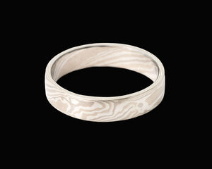 Woodgrain Gold Mokume Ring, Size 12
