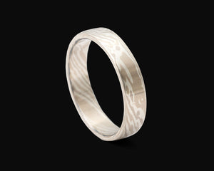 Woodgrain Gold Mokume Ring, Size 12