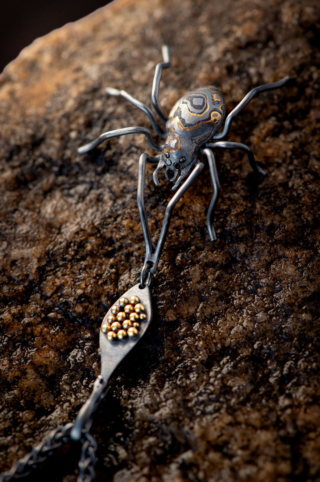 Mokume Spider Pendant