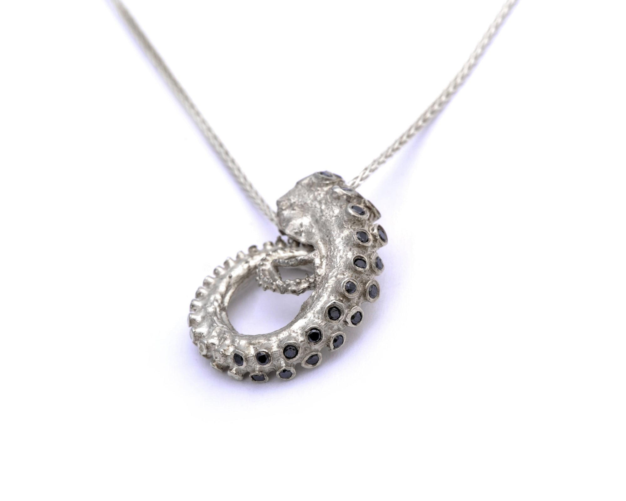 Tentacle Necklace with Black Diamonds