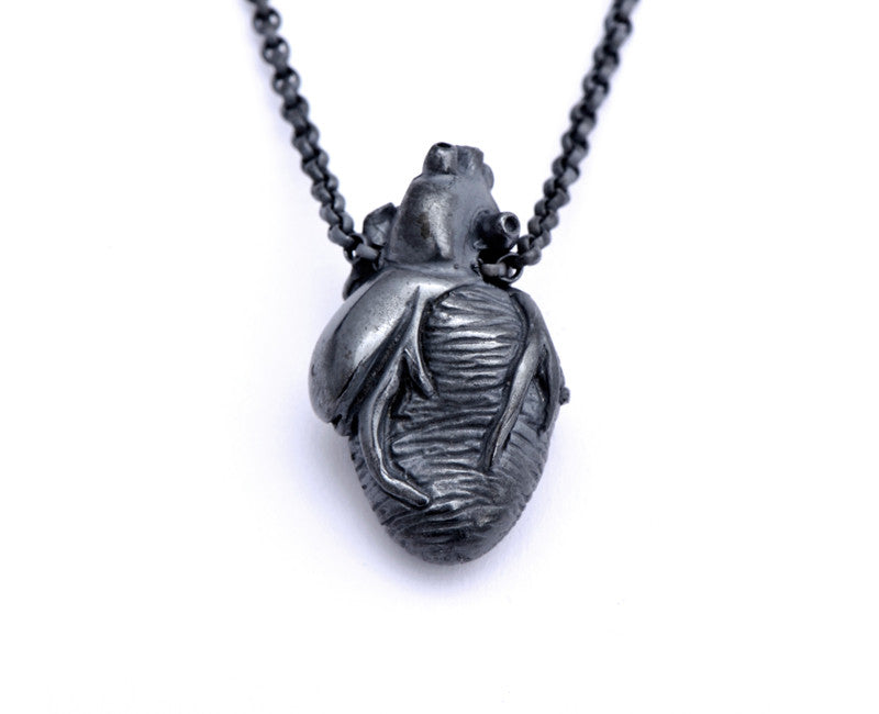 Black Silver Original Anatomical Heart Necklace