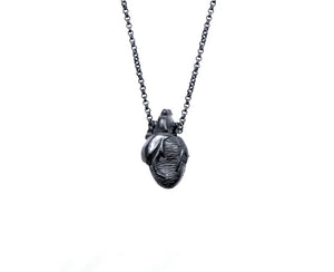 Black Silver Original Anatomical Heart Necklace