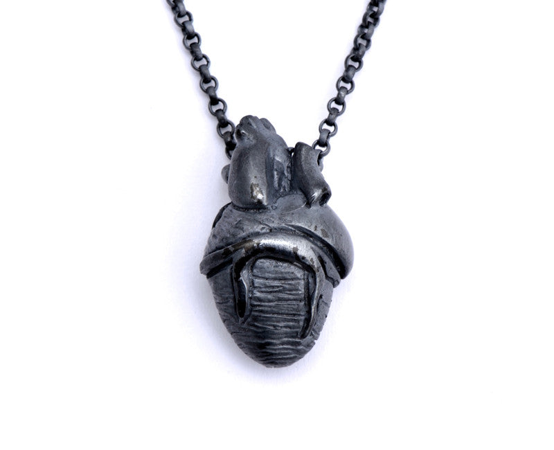 Black Silver Original Anatomical Heart Necklace