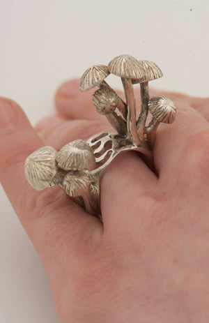 Silver Coincap Mushroom Ring