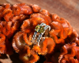 Sphene Two Band Honeycomb Ring