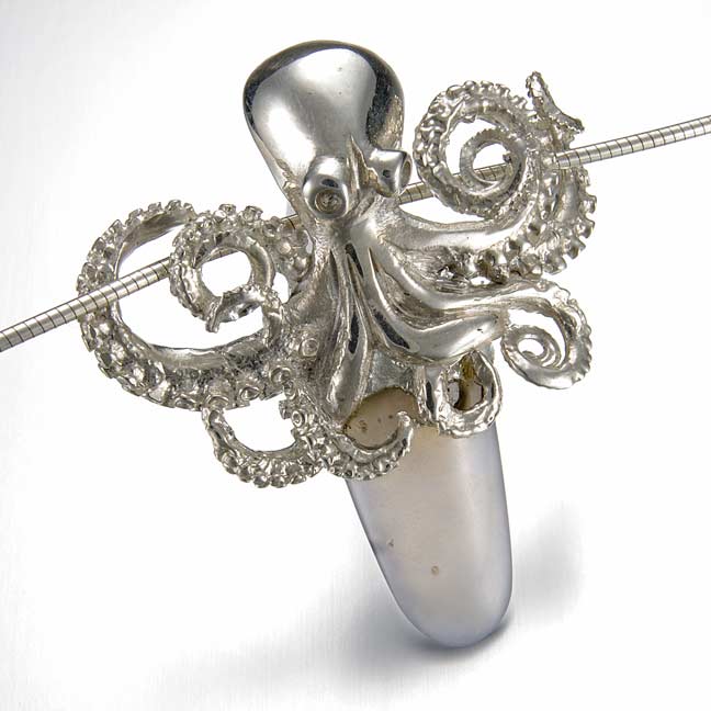 octopus necklace, chalcedony, peggy skemp jewelry, tentacle necklace
