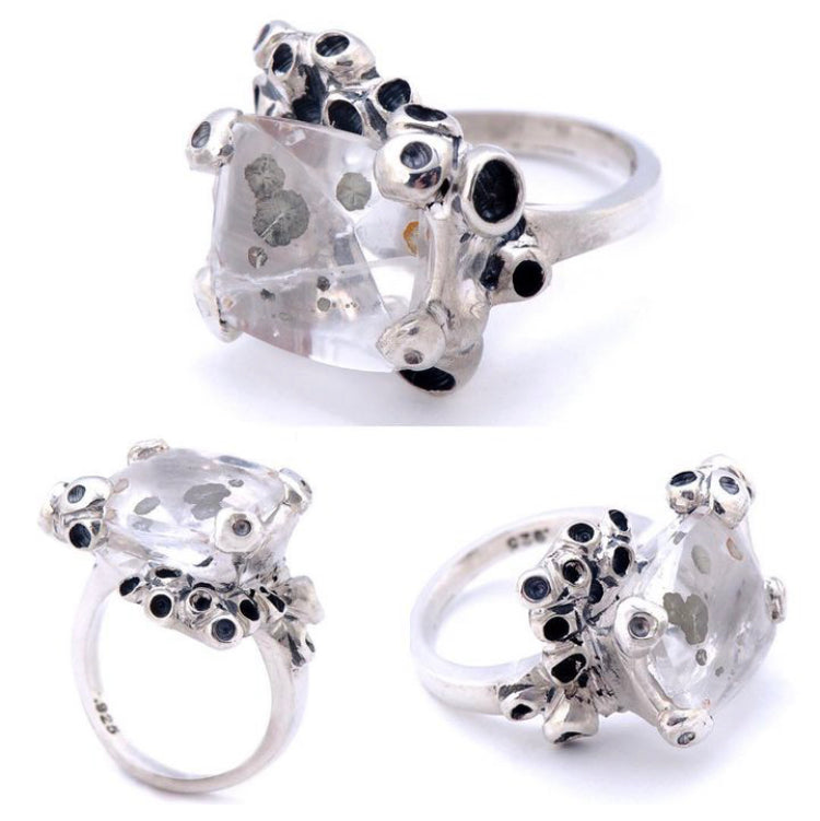 Pyritized Quartz Tubelet Fungi Ring