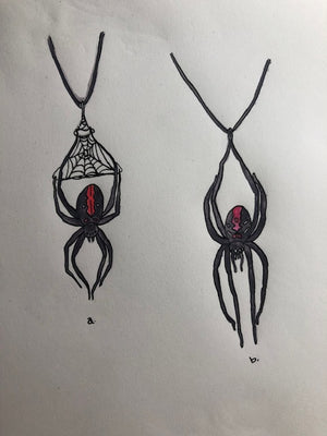 Custom Redback Spider Pendant and Ring