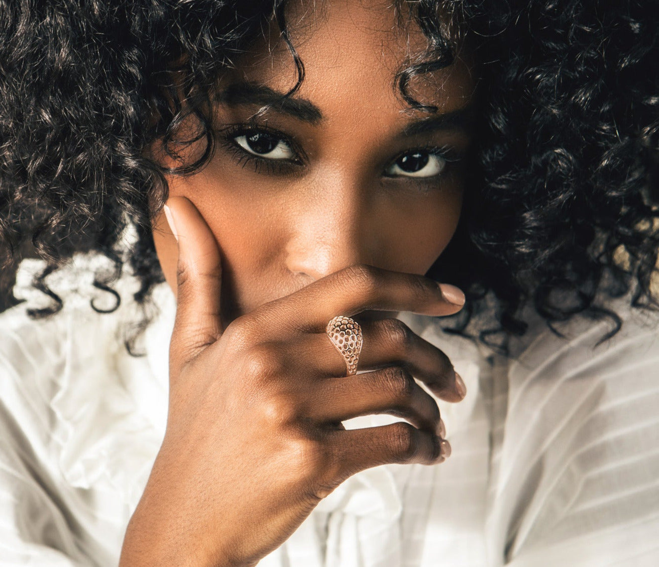 Rose Gold Honeycomb Dome Ring