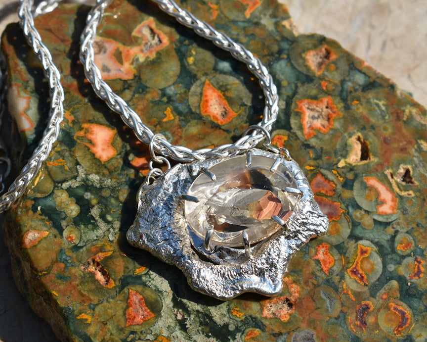 Quartz Inside Quartz Reticulation Portal Necklace