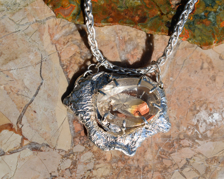 Quartz Inside Quartz Reticulation Portal Necklace