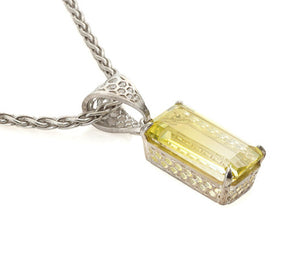 green gold quartz, bicolor quartz, lemon quartz, quartz, peggy skemp jewelry, collectible gems, emerald cut, honeycomb, honeycomb necklace