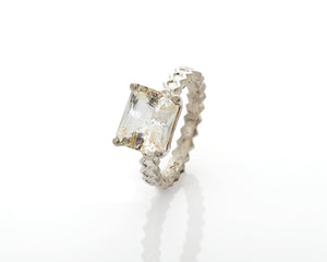 Rutilated Topaz Silver Honeycomb Solitaire