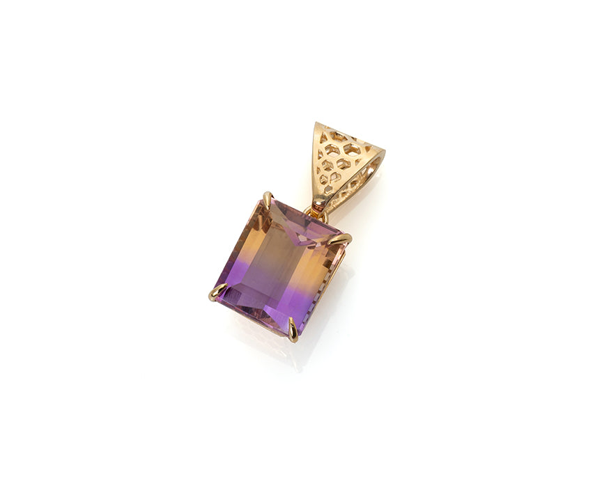 Ametrine Honeycomb Pendant, 14KY Gold