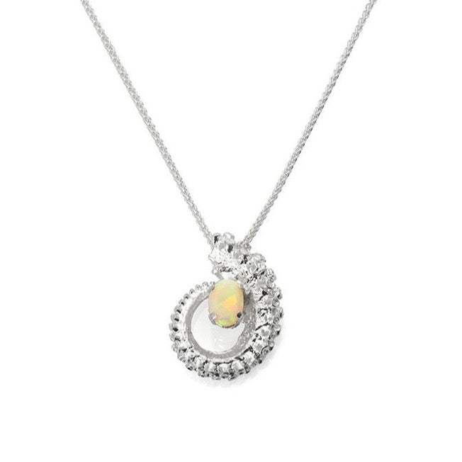 fire opal, ethiopian opal, tentacle, tentacle necklace, tentacle coil, peggy skemp jewelry, opal necklace, october birthstone, silver tentacle, tentacle jewelry, mermaid jewelry