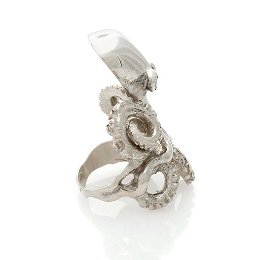 Octopus Ring with Gemstone Eyes