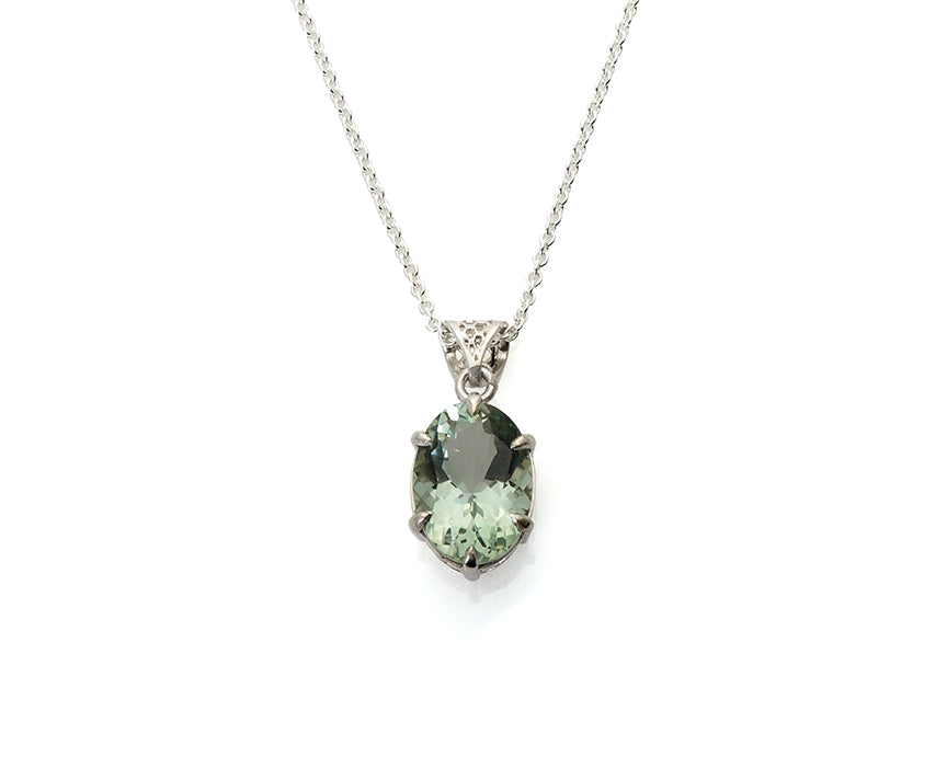 prasiolite honeycomb pendant, honeycomb necklace, hexagon, prasiolite, mint green gem, art jewelry, one of a kind, peggy skemp jewelry, gift, chemistry jewelry
