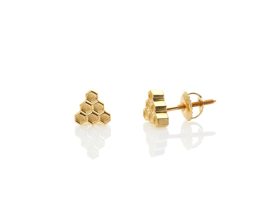 Honeycomb Triangle Earrings with Screw Backs - Peggy Skemp Jewelry