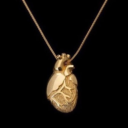 14ky Gold Anatomical Half Heart Necklace