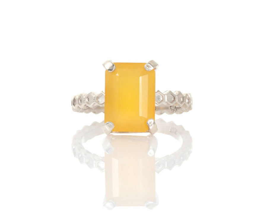 Yellow Opal Honeycomb Solitaire