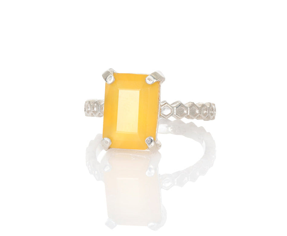 Yellow Opal Honeycomb Solitaire