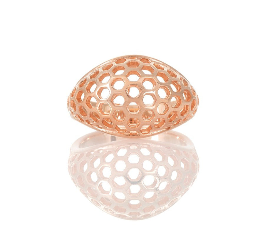 Rose Gold Honeycomb Dome Ring