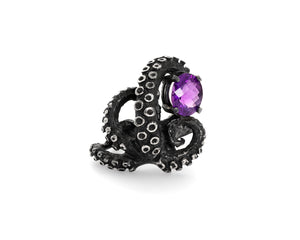 Amethyst Tentacle Sculpture Ring