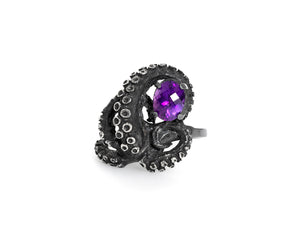 Amethyst Tentacle Sculpture Ring