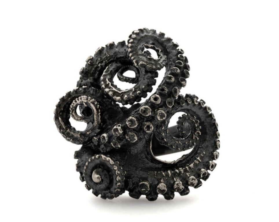 tentacle ring, tentacle sculpture einr, peggy skemp, peggy skemp jewelry, sculpture, adornment, art jewelry, texture, handmade