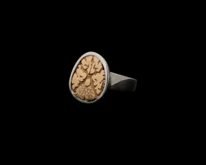 anatomical brain ring with 14ky gold cross section