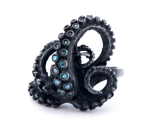 Blue Diamond Tentacle Ring