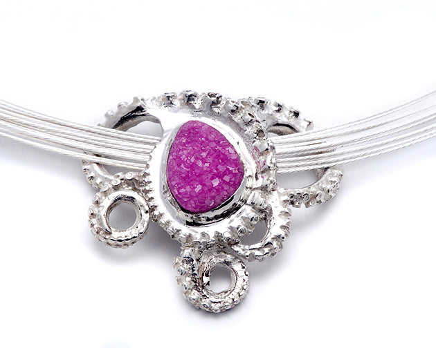 Cobalto Druzy Tentacle Necklace