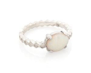 Silver Opal Honeycomb Ring