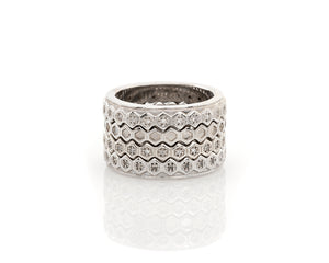 Honeycomb Diamond Eternity Band with Flat Edge