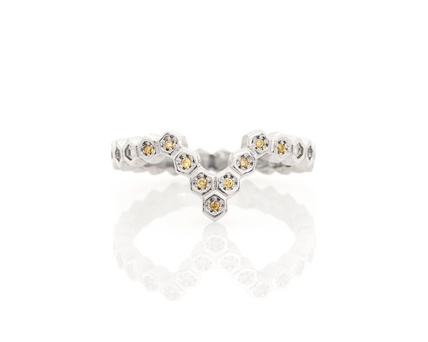 Diamond Honeycomb Chevron Stacking Hive Ring