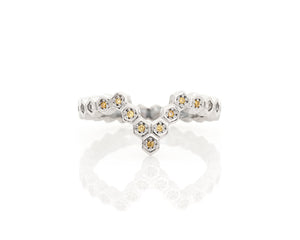 Diamond Honeycomb Chevron Stacking Hive Ring