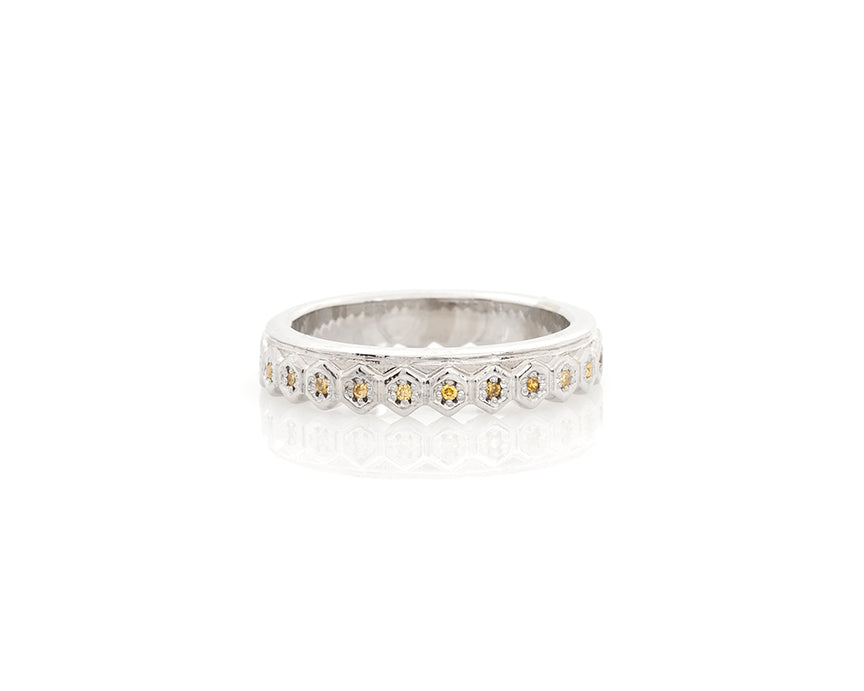 Honeycomb Diamond Eternity Band with Flat Edge