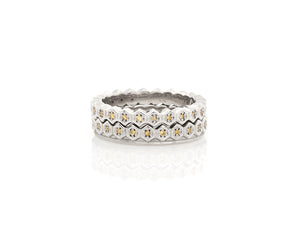 Honeycomb Diamond Eternity Band with Flat Edge