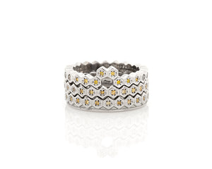 Honeycomb Diamond Eternity Band with Flat Edge