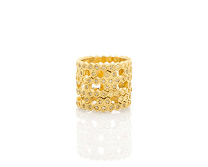 18ky Gold Honeycomb Statement Ring