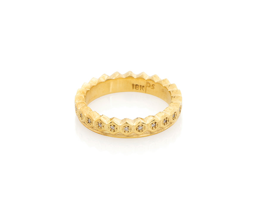 Honeycomb Diamond Eternity Band with Flat Edge