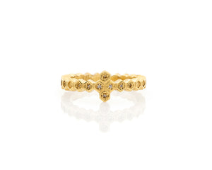 Diamond Honeycomb Stacking Compass Rose Bee Hive Ring